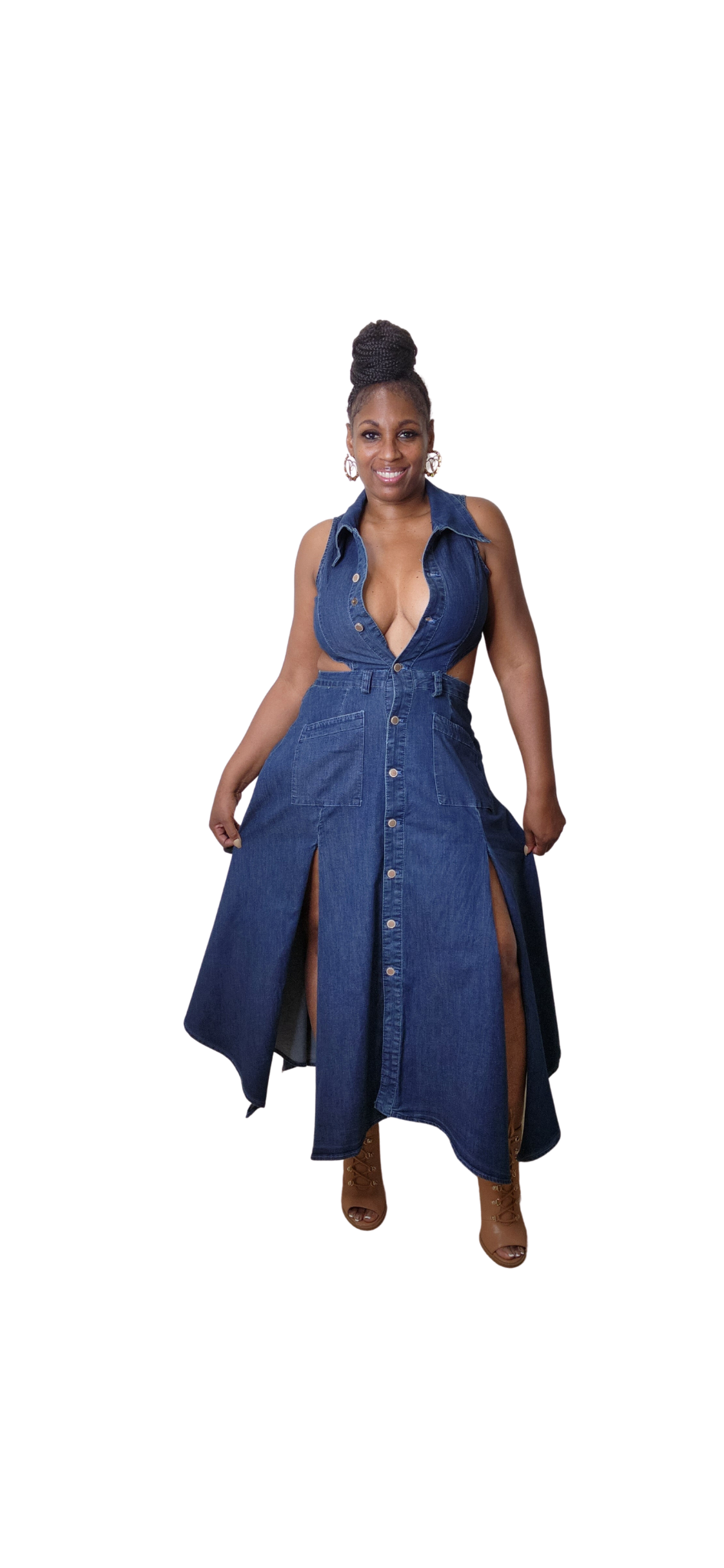 Daisy Cut Out Dress (model is wearing a large) Bossy Bricks Couture Daisy Cut Out Dress (model is wearing a large) Bossy Bricks Couture