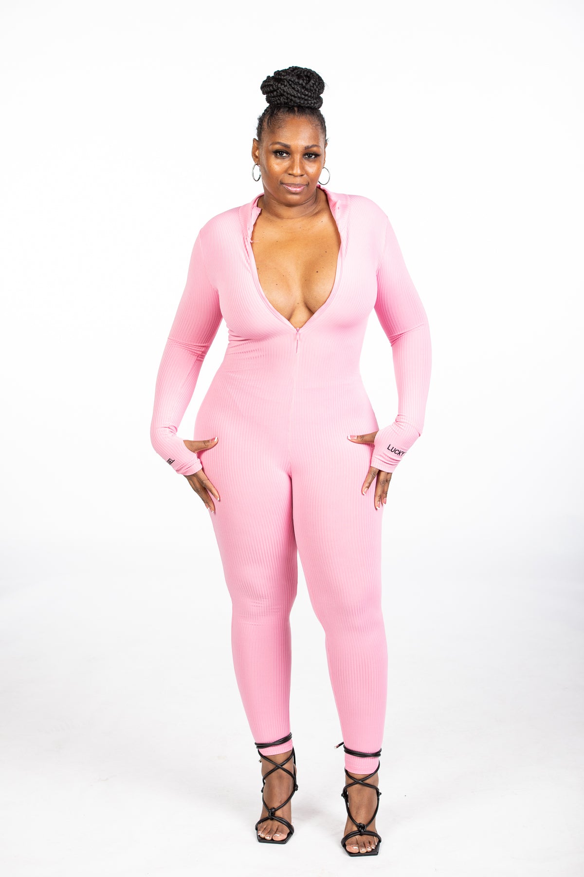 Jollie Jumpsuit -Pink (model is wearing a medium)