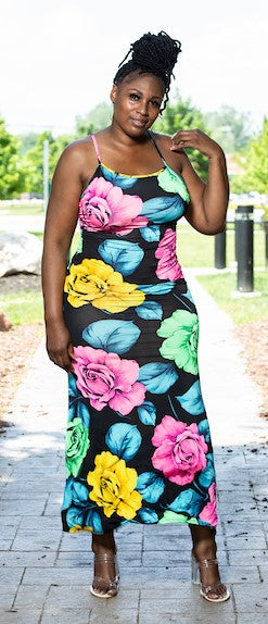Colorful Roses Dress-(model is wearing a large)