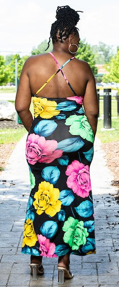 Colorful Roses Dress-(model is wearing a large)