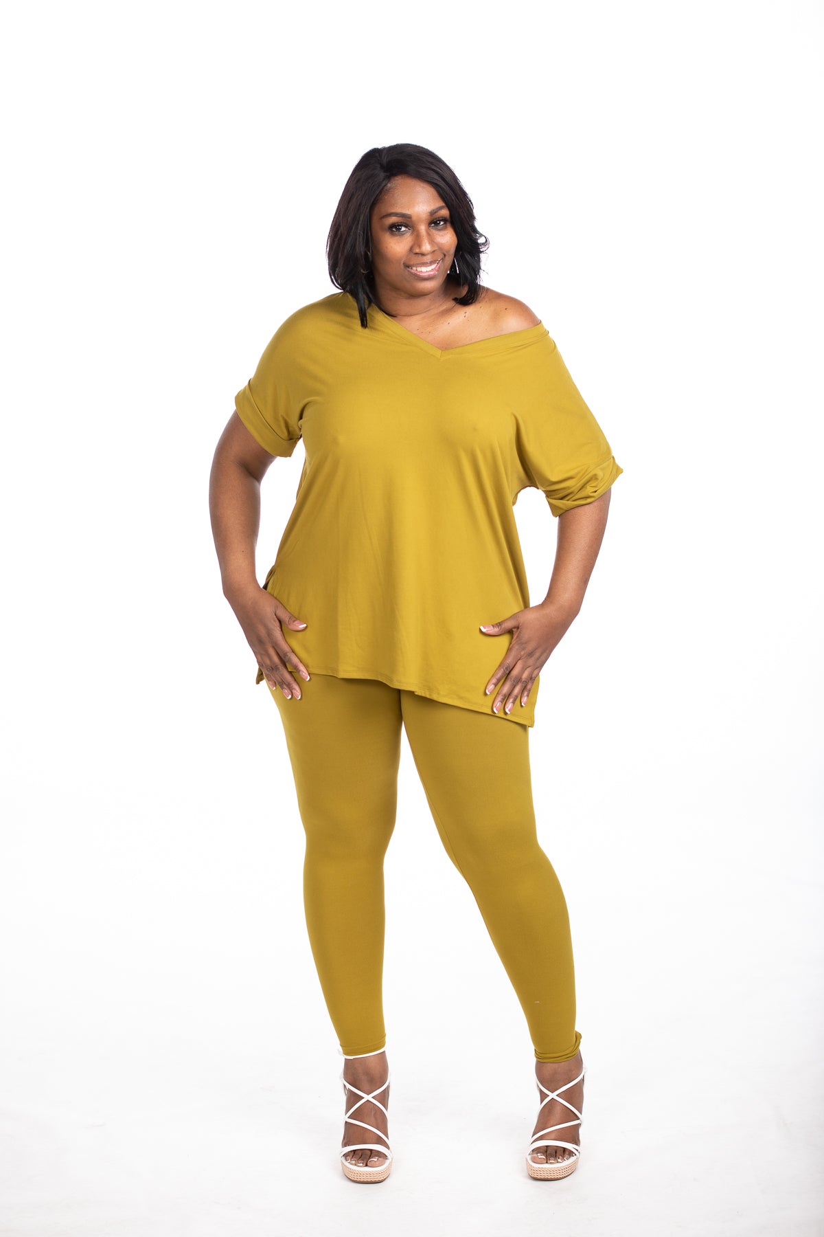 Monroe Legging Set - Olive Mustard (model is wearing a medium)