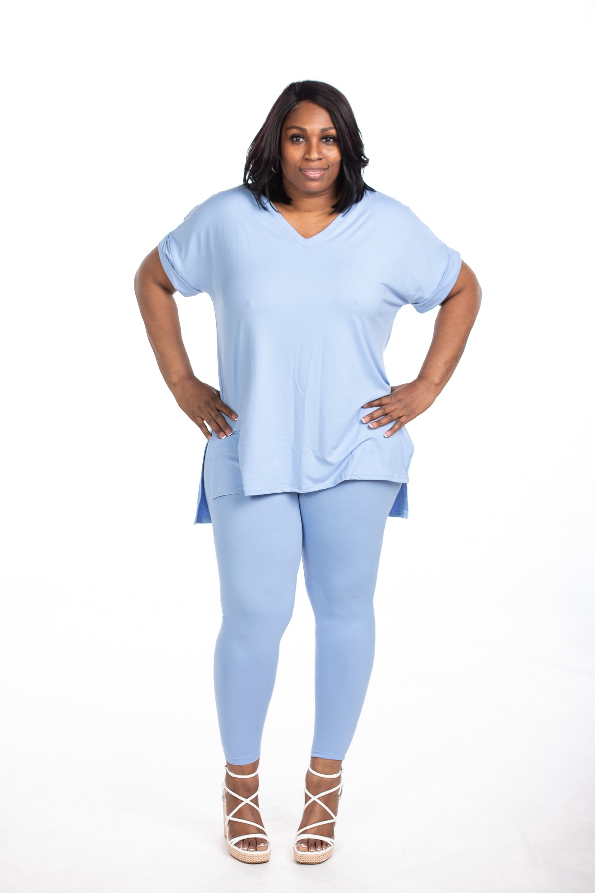 Monroe Legging Set - Spring Blue (model is wearing a medium)