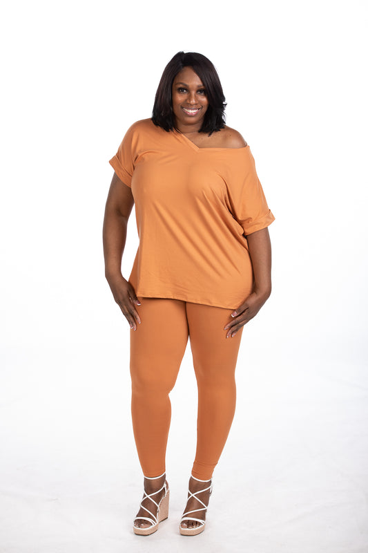 Monroe Legging Set - Butter Orange (model is wearing a medium)